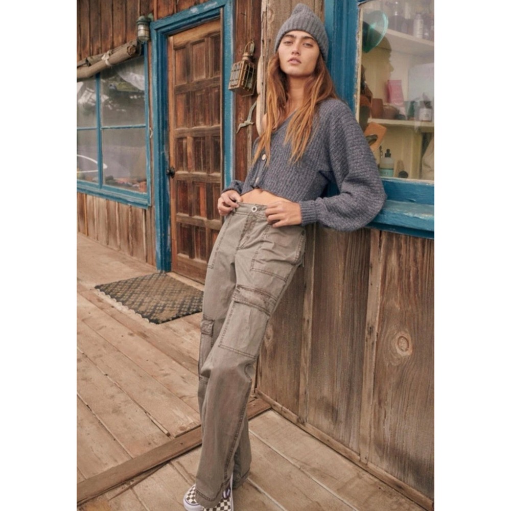 NWT* Free People The Thing Is Low Rise Utility Pant Wide Leg Cargo Utility 8 Med